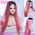 Peruca rosa na moda por atacado perucas peruca dianteira rosa cabelo humano